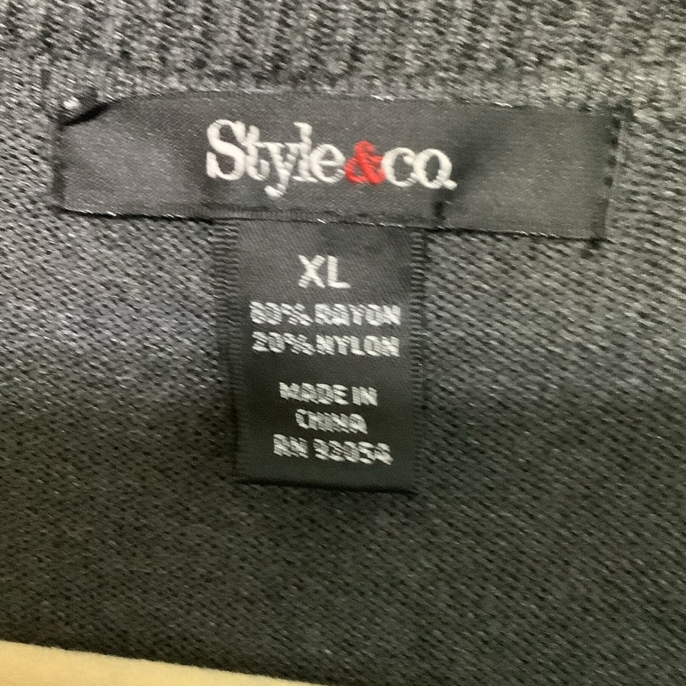 Style & Co. Charcoal Ruffled Cardigan - Picture 2 of 6